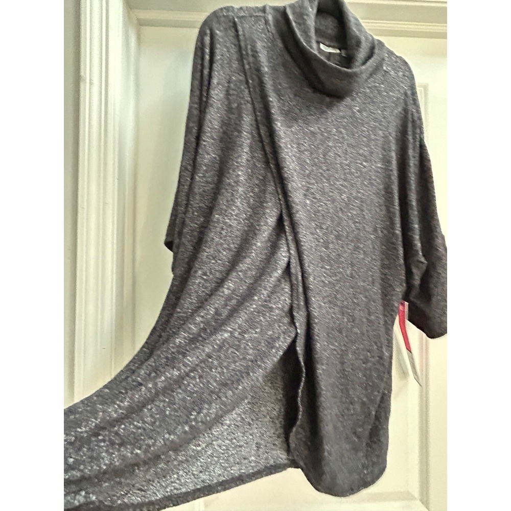 TEEZHER Soot‎ Gray Marled Cowl Neck Tulip Hem Tunic Top BC58HA683 Size Large NWT